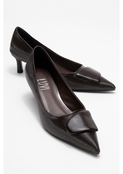 Brıana Kahverengi Çizgili Tokalı Kadın Topuklu Ayakkabı