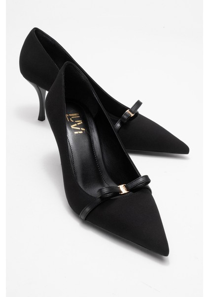 Annıe Siyah Fiyonklu Kadın Topuklu Ayakkabı