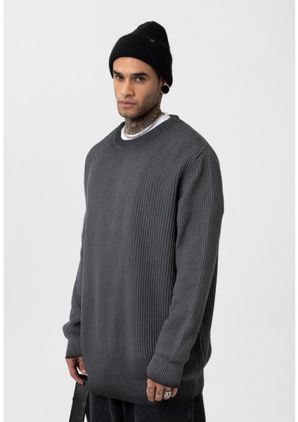 Oversize Yıkamalı Triko Kazak Siyah fiyatları