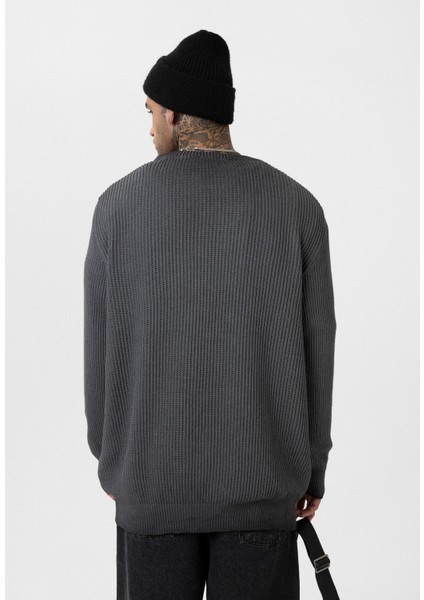 Oversize Yıkamalı Triko Kazak Siyah modelleri