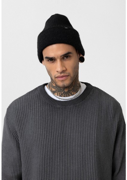 Oversize Yıkamalı Triko Kazak Siyah fırsatları