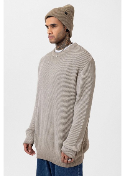 Oversize Yıkamalı Triko Kazak Taş indirimleri