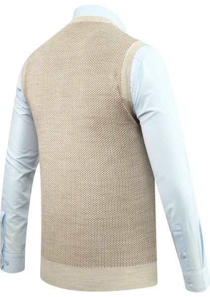 Erkek V Yaka Süveter Desenli Çelik Örgü Regular Kalıp - 5206H fırsatları