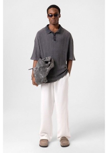 Polo Yaka Oversize Triko Siyah