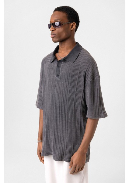 Polo Yaka Oversize Triko Siyah fırsatları