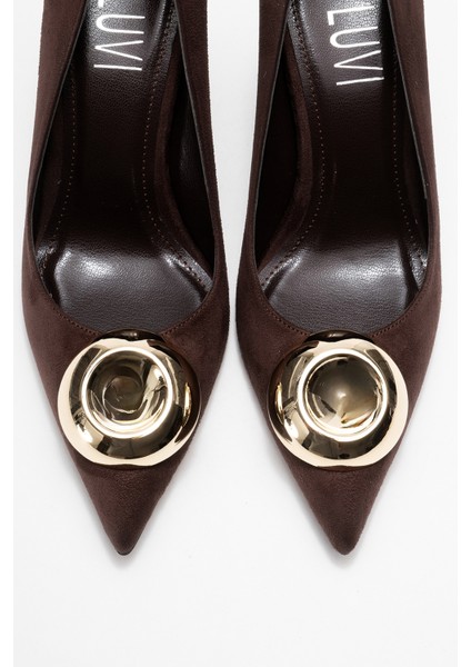 Jordana Kahverengi Süet Gold Tokalı Kadın Ince Topuklu Ayakkabı fiyatları