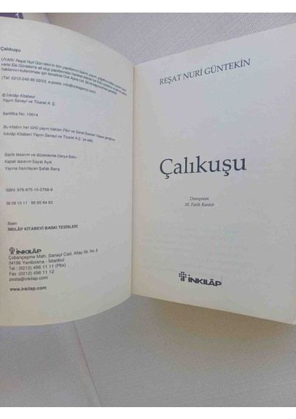 Çalıkusu Resat Nurı Guntekın Inkilap Yayinlari 2014 Basim 541 Sayfa Cok Temiz Kondisyonda modelleri