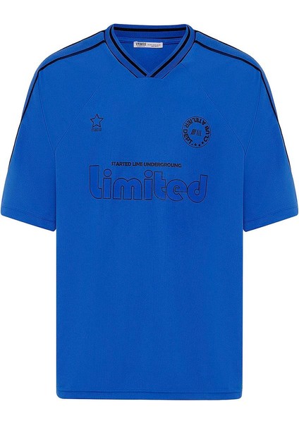 Baskılı Oversize Forma Tişört Saks