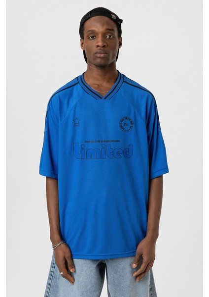 Baskılı Oversize Forma Tişört Saks