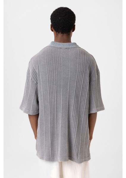 Polo Yaka Oversize Triko Gri indirimleri