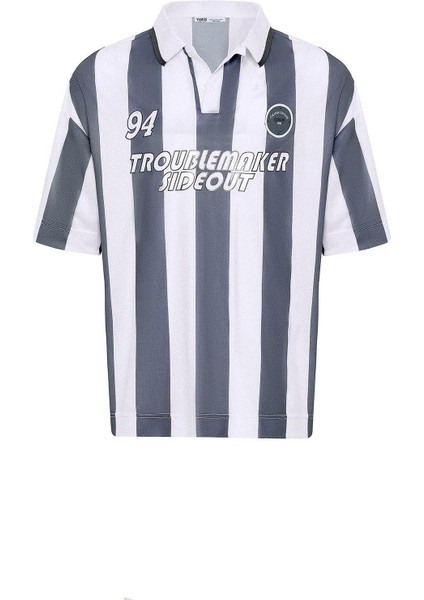 Oversize Polo Yaka Forma Tişört Füme fiyatları