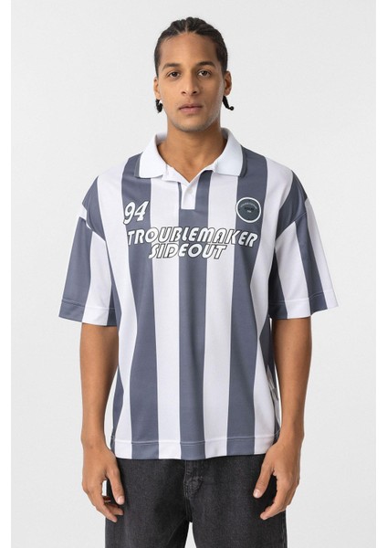 Oversize Polo Yaka Forma Tişört Füme modelleri