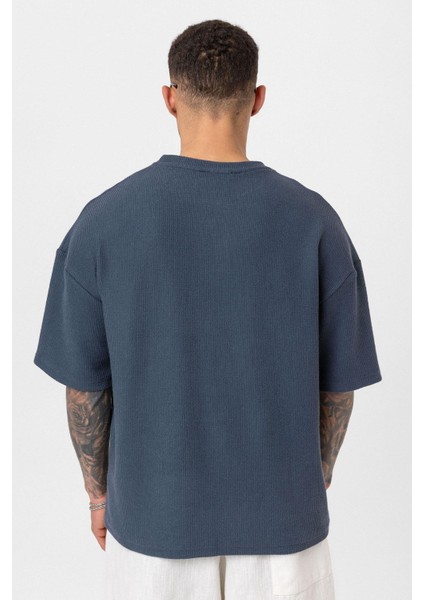 Düğmeli Yaka Oversize Tişört Petrol indirimleri