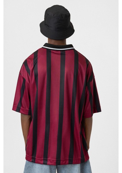 Oversize Baskılı Forma Tişört Bordo indirimleri