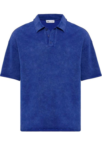 Polo Yaka Yıkamalı Oversize Tişört Saks fiyatları