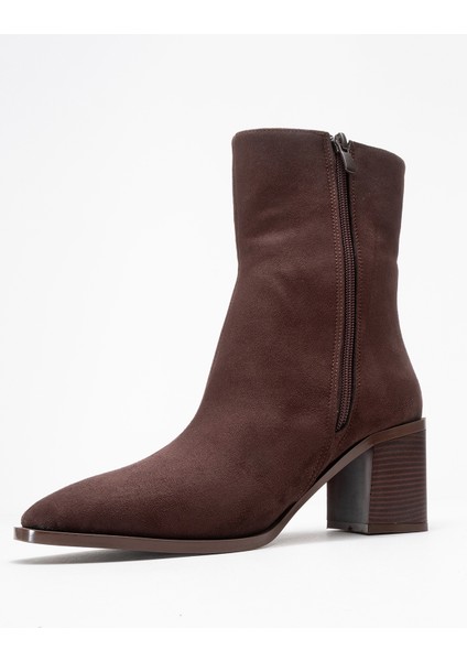 Chara Kahverengi Süet Kadın Kalın Topuklu Bot fırsatları