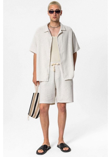 Oversize Şort Gömlek Takım Ekru fiyatları