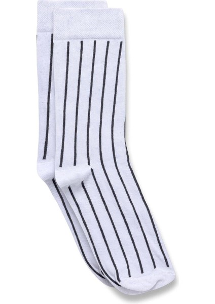 Çizgi Desenli Tenis Çorap Beyaz