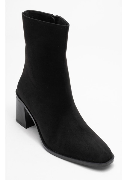 Chara Siyah Süet Kadın Kalın Topuklu Bot modelleri