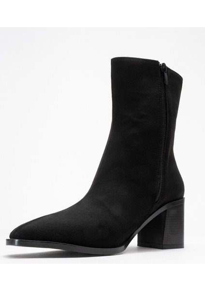 Chara Siyah Süet Kadın Kalın Topuklu Bot fırsatları