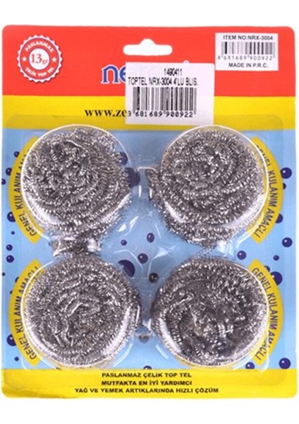 Nerox Çelik Top Tel Ovma Teli 4 Lü Blister -NRX-F3004