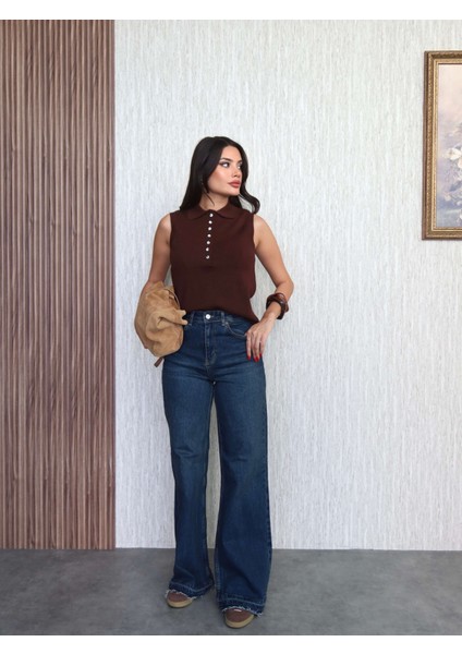 Sıfır Kol Düğmeli Süveter indirimleri