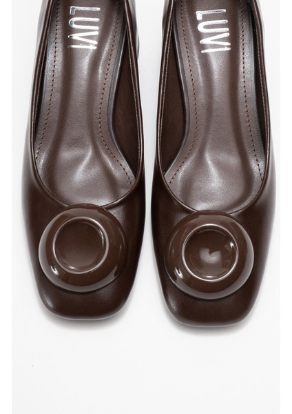 Mıla Kahverengi Tokalı Kare Burunlu Kadın Kalın Topuklu Ayakkabı fiyatları