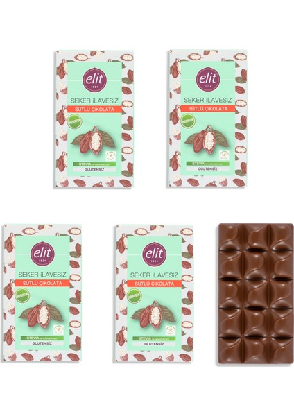 Şeker Ilavesiz ve Prebiyotik Sütlü Çikolata 60G 5'li Set Glutensiz