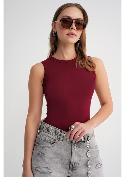 2012 Kadın Slim Fit Basic Atlet Bordo modelleri