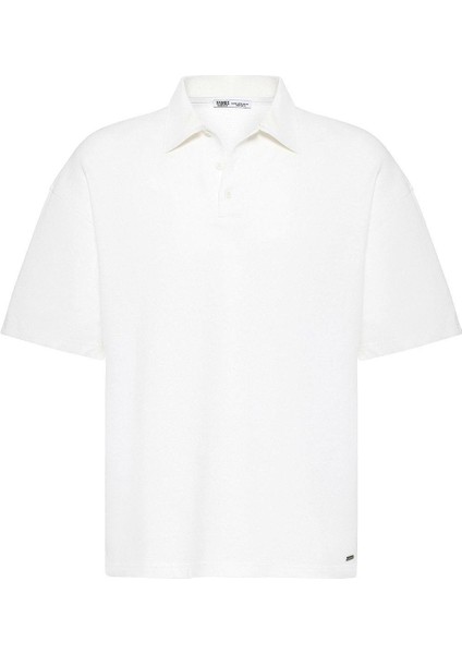 Basic Polo Yaka Oversize Tişört Ekru fiyatları