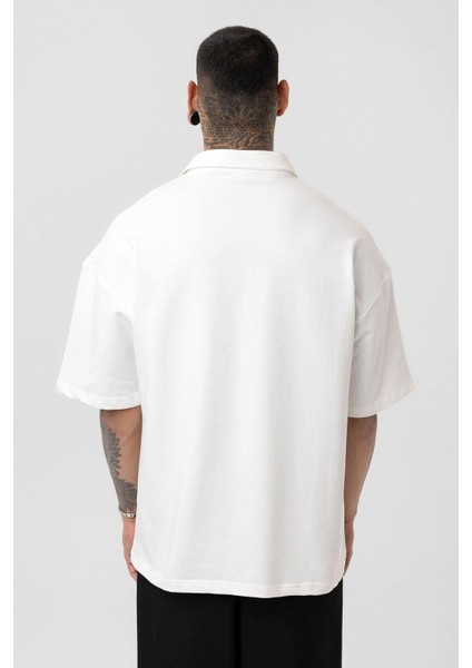 Basic Polo Yaka Oversize Tişört Ekru indirimleri