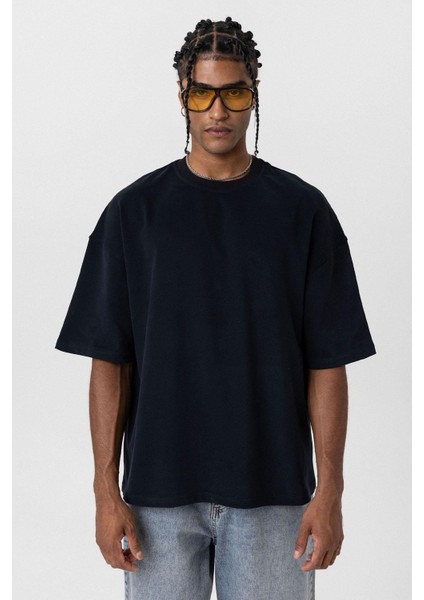 Basic Oversize Bisiklet Yaka Tişört Siyah modelleri