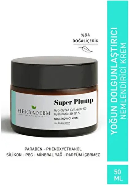 Super Plump Nemlendirici Krem 50 ml Kolajen ve Hyaluronik Asit ile Tüm Cilt Tiplerine Uygun