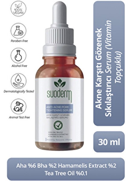 Cilt Bakım Serumu 30 ml Tüm Cilt Tipleri için AHA & BHA ile Akne Karşıtı Etki