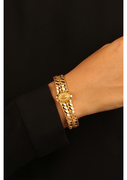 Tuğralı Rize Kelepçe Altın Bilezik YCGK004 modelleri