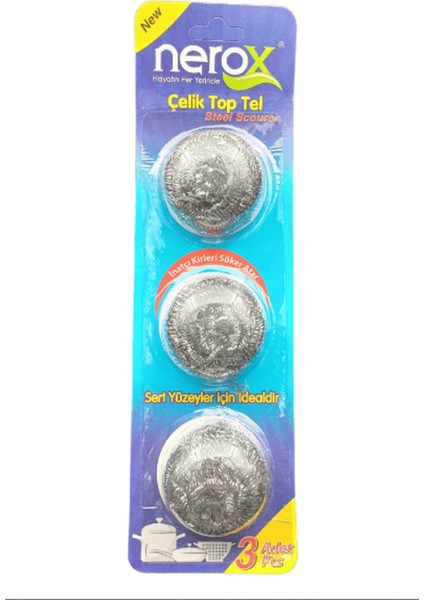 Nerox Çelik Top Tel Ovma Teli 3 Lü Blister -NRX-F3003