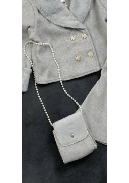 Kız Çocuk Ikili Takım Pelüş Detaylı Ceket - Etek - Çanta Hediye indirimleri