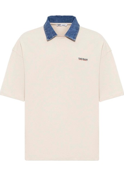 Polo Yaka Yazı Detaylı Oversize Tişört Taş fiyatları