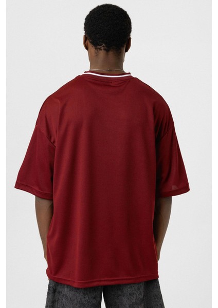Baskılı Oversize Forma Tişört Bordo indirimleri