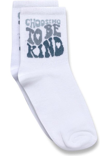 Baskılı Socket Çorap Beyaz