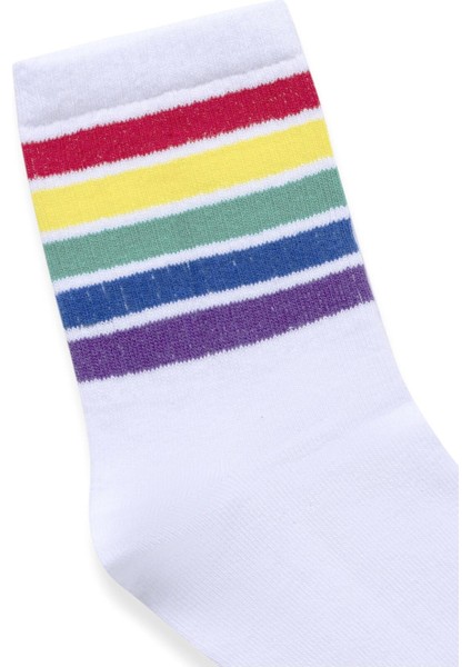 Şeritli Socket Çorap Beyaz fiyatları