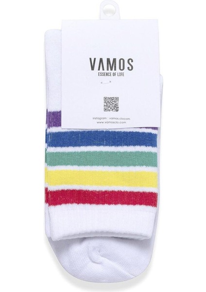 Şeritli Socket Çorap Beyaz modelleri