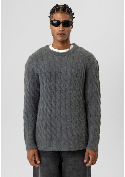 Oversize Triko Kazak Füme fiyatları