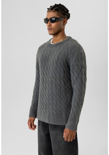 Oversize Triko Kazak Füme modelleri