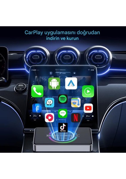 Y2 Carplay & Android Auto Box, 4GB+32GB Youtube Netflix Hareket Halinde Video Gps,hdmı Tv Bağlantı