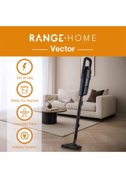 Range Vector Kablolu Dik Süpürge