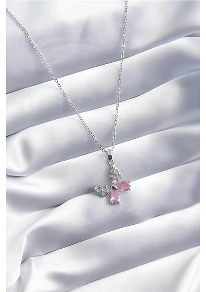 PEMBE KELEBEK ÇELİK KOLYE PEMBE PELUŞ AYICIK ÇİKOLATA SEVGİLİYE ARKADAŞA HEDİYE SETİ modelleri