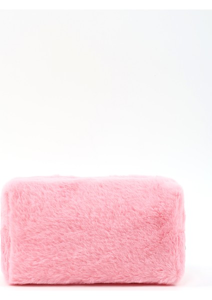 Pembe SHK244 Peluş Kumaş ,fermuarlı Tek Bölmeli ,seyahat ve Makyaj Çantası