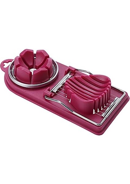 Haşlanmış Yumurta Için Paslanmaz Çelik Telli Mutfak Kesici Tel Yumurta Dilimleyici, Çilek, Kivi, Sosis Için 2&apos;si 1 Arada Paslanmaz Çelik Yumurta Dilimleme Kesici (Kırmızı)