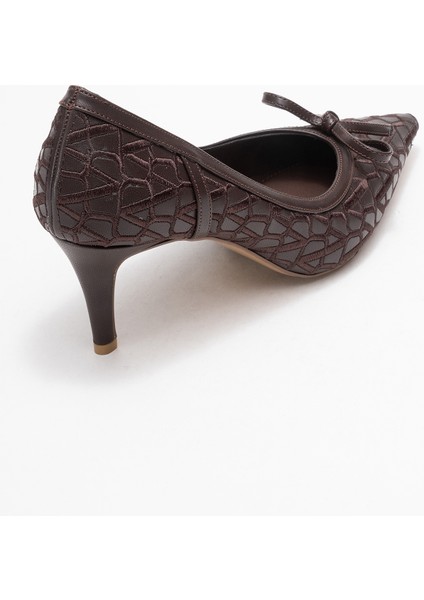 Camden Kahverengi Desenli Fiyonklu Kadın Topuklu Ayakkabı indirimleri